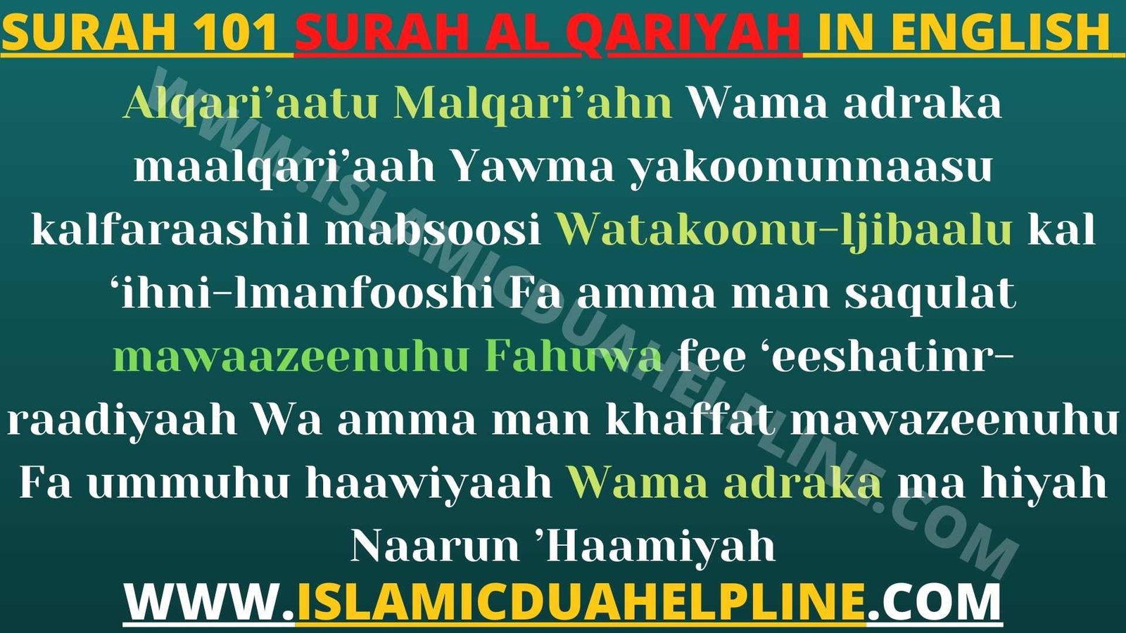 Surah 101 Surah Al-Qari’ah in English